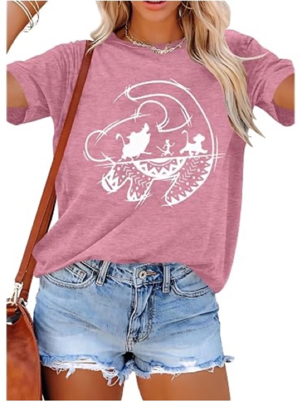 Women's Pink Short Sleeve Graphic Tee Lion King for Disney World or Disneyland